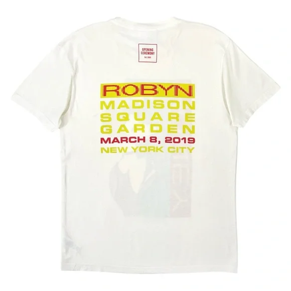 Opening Ceremony x Konichiwa Records White 2019 Robyn MSG NYC T-Shirt sz M - Picture 2 of 6
